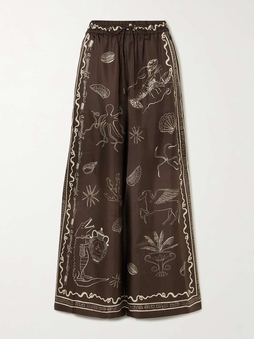 ALEMAIS + Sam Pauletto Sammy Printed Silk-twill Wide-leg Pants