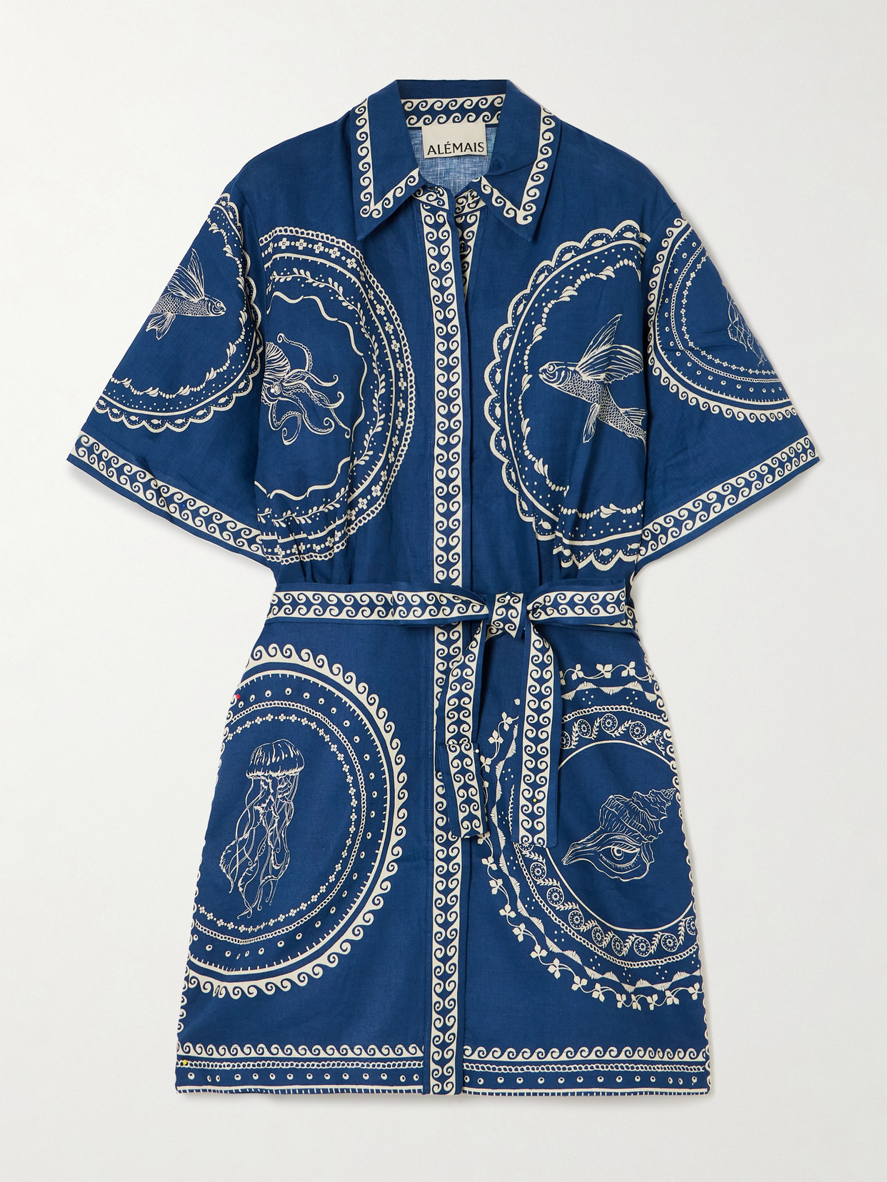 Alemais Oceane Mini Dress In Navy In Blue