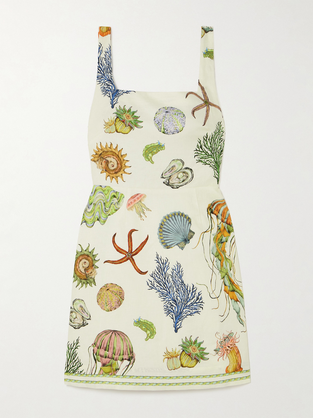 Alemais + Sam Pauletto Sea Printed Linen Mini Dress In Cream