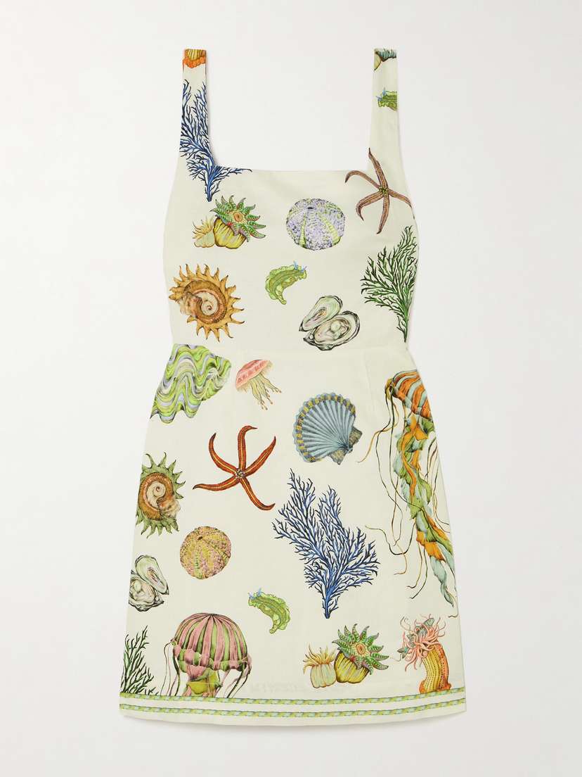 ALEMAIS + Sam Pauletto Sea Printed Linen Mini Dress