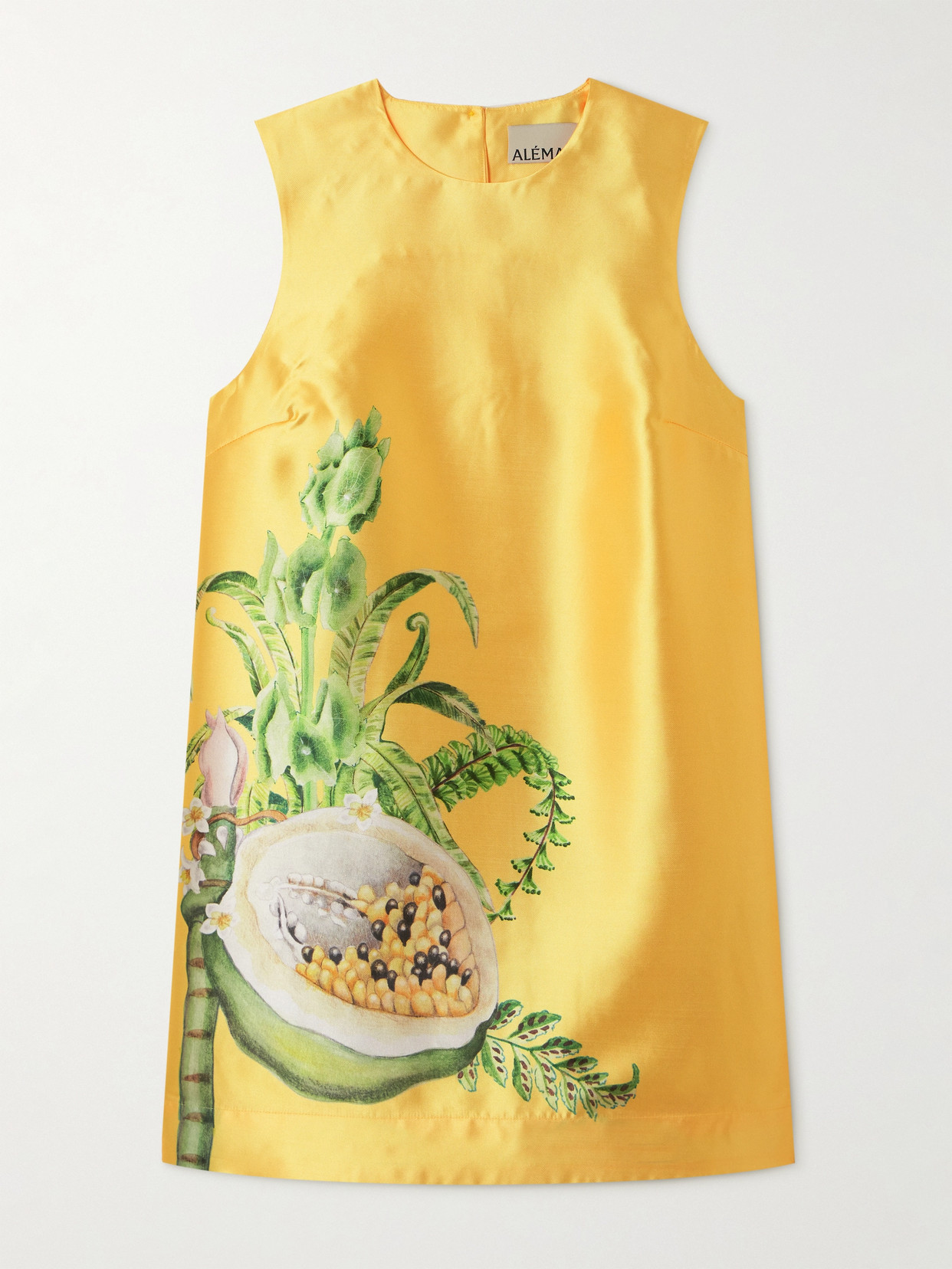 Alemais Sol Printed Recycled Satin-twill Mini Dress In Yellow