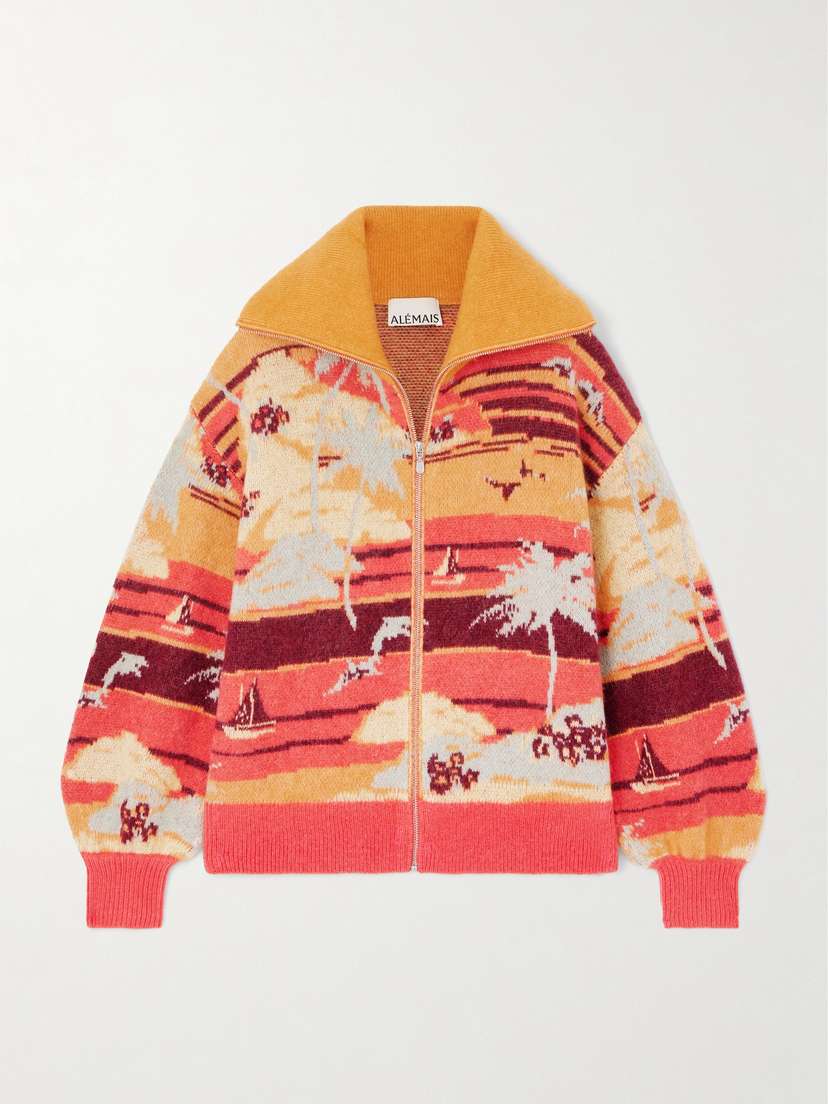 ALEMAIS Palm Island Jacquard-knit Cardigan