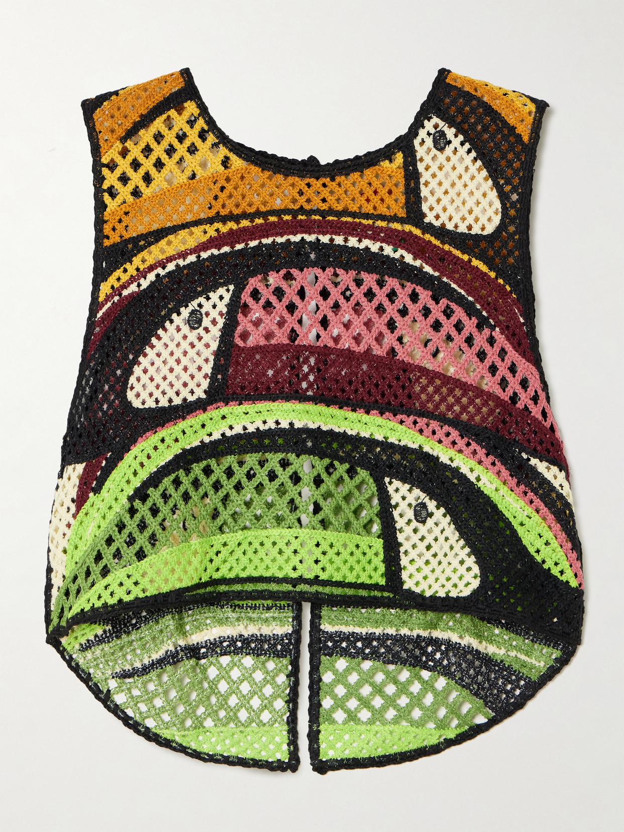 Farm Rio Toucan Tree Open Back Crochet Crop Top In Green