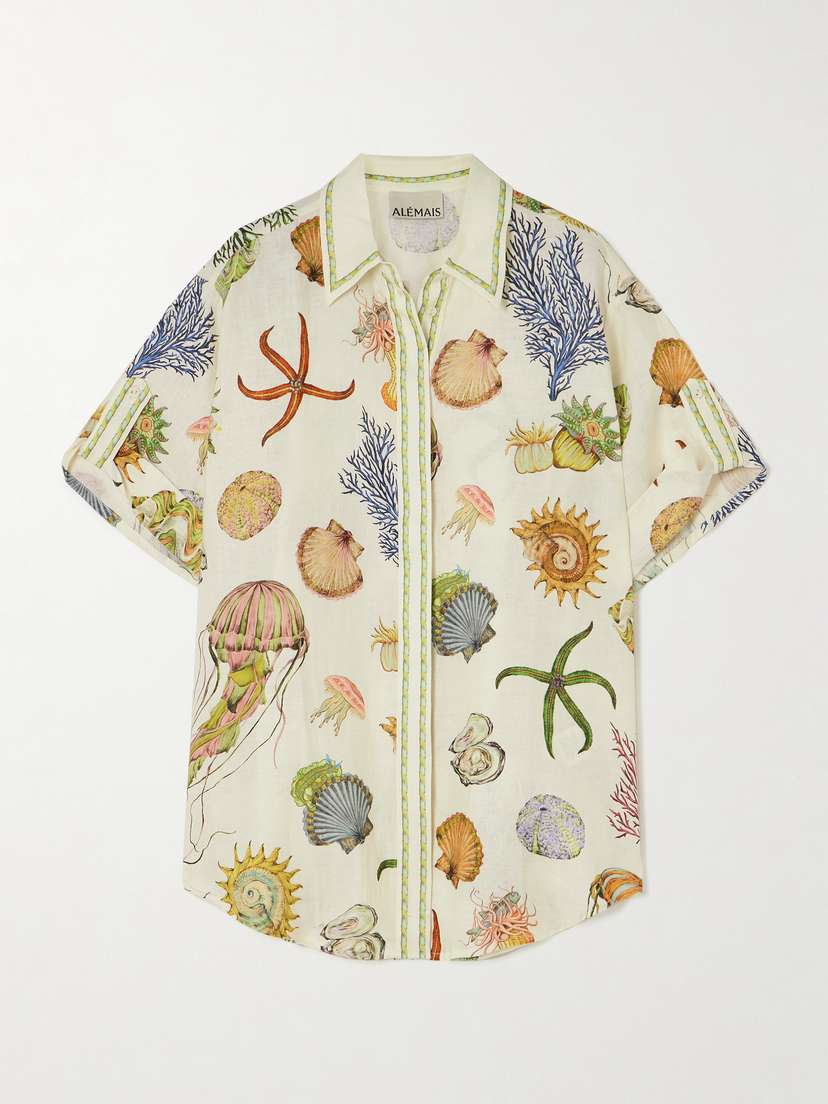 ALEMAIS Sea Printed Linen Shirt - UK 4