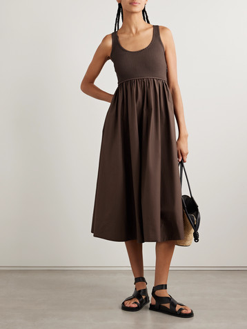 TOTEME - Pleated organic cotton-jersey midi dress | Plush TOTEME - Pleated organic cotton-jersey midi dress | Plush