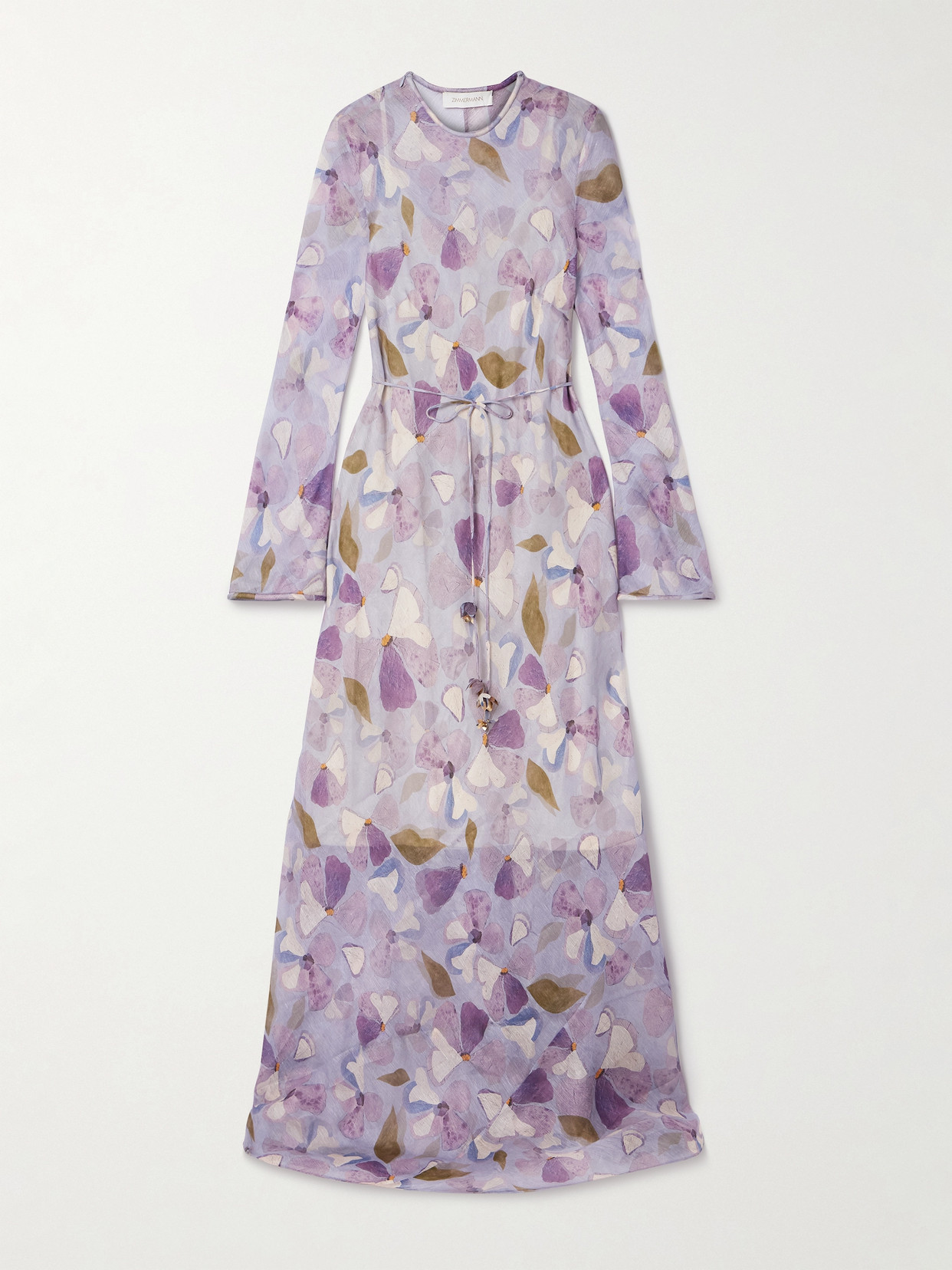 Zimmermann - Dawning Belted Linen And Silk-blend Maxi Dress - Lilac