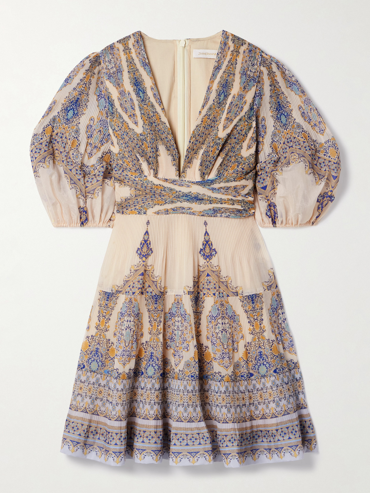 Zimmermann Mini Dress With Printed Intricate Pattern In Ecru