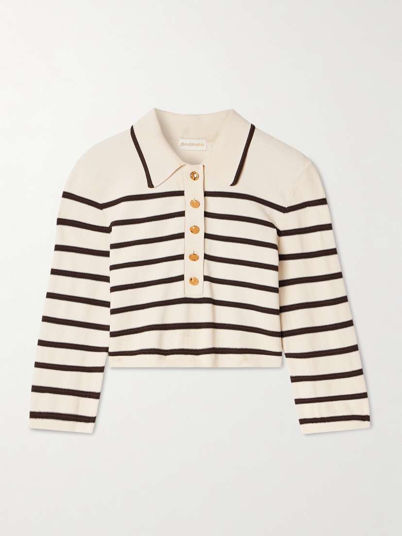 Zimmermann Illuminate Cropped Striped Knitted Sweater