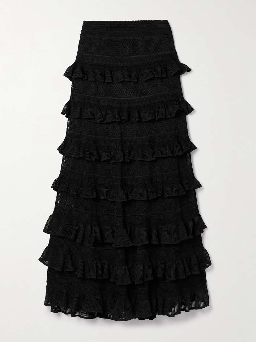 Zimmermann Illuminate Ruffled Knitted Maxi Skirt