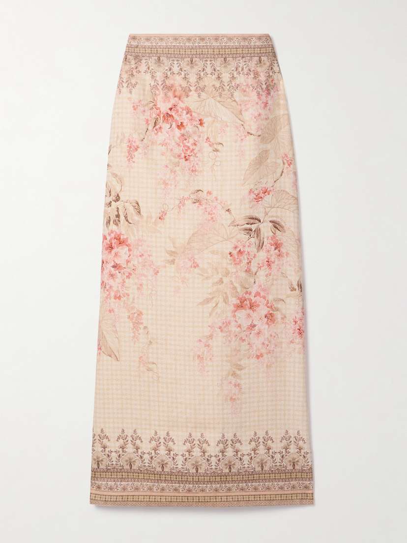 Zimmermann Illuminate Printed Linen Maxi Skirt