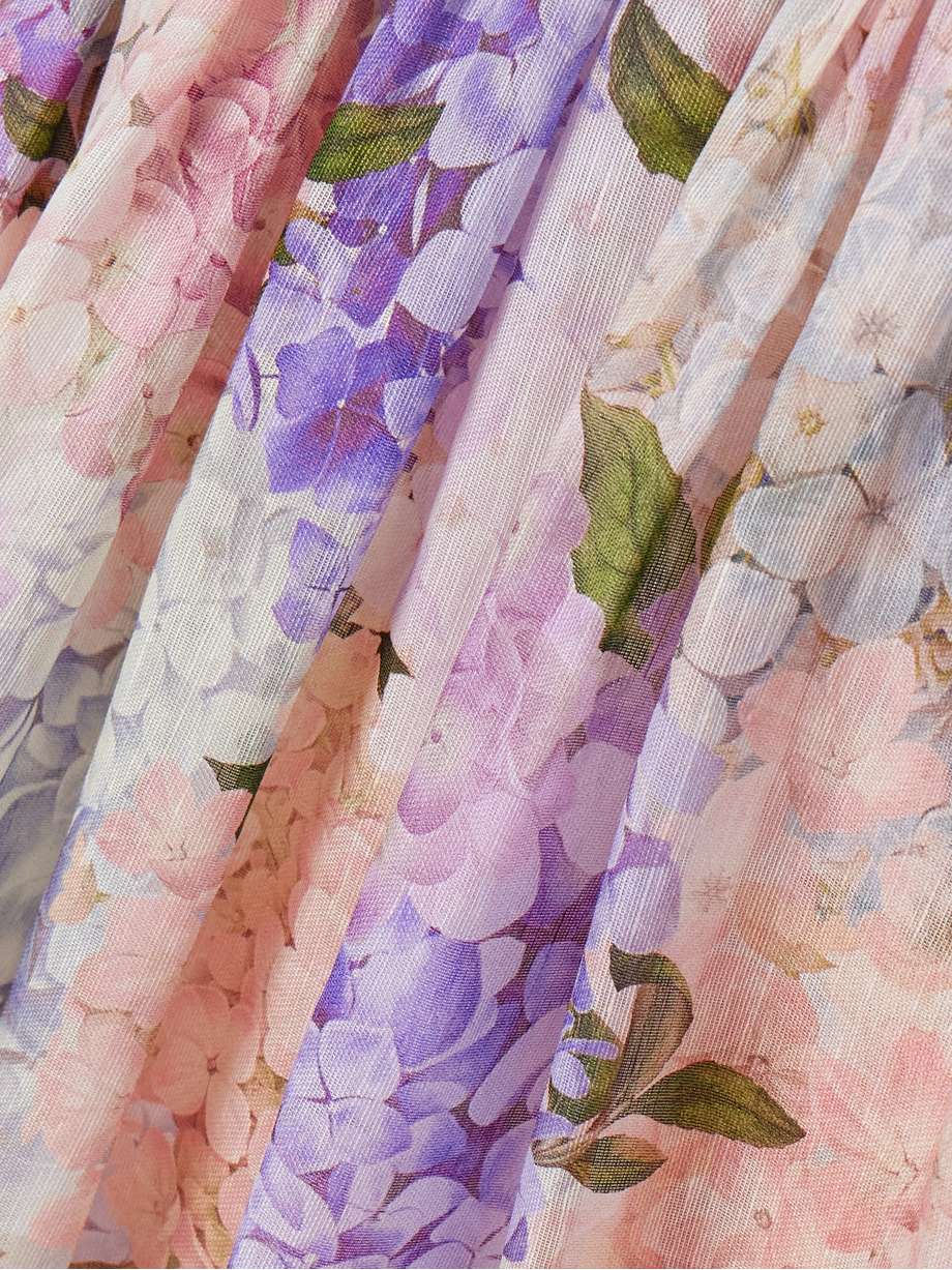 dawning belted floral-print linen and silk-blend midi dress