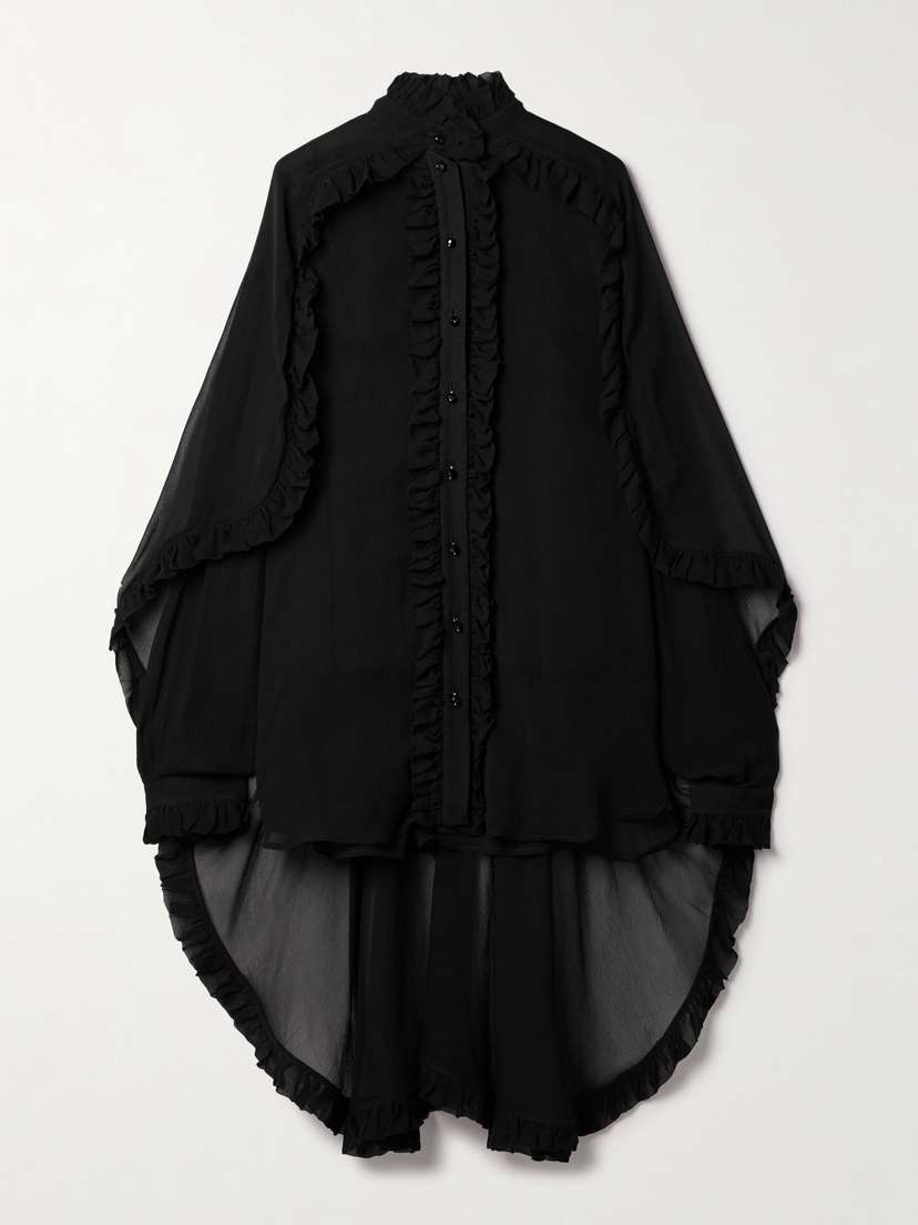 Zimmermann Illuminate Cape-effect Ruffled Crepon Shirt
