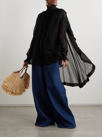 Zimmermann Illuminate cape-effect ruffled crepon shirt