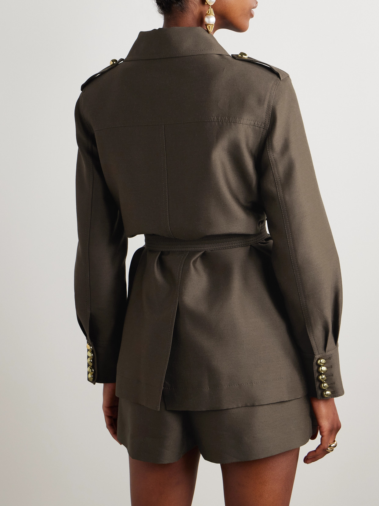 Zimmermann Illuminate Belted Wool And Silk-blend Jacket In Gray