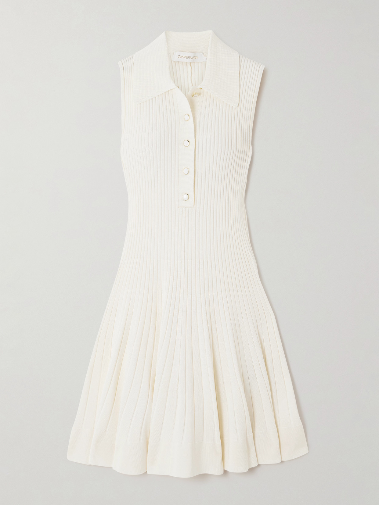 Zimmermann Ribbed-knit Dress In Off-white
