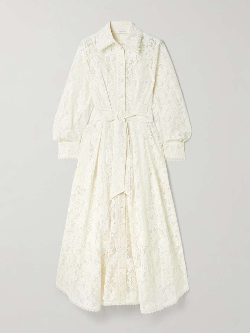 Zimmermann Dawning Pleated Corded Lace Midi Dress