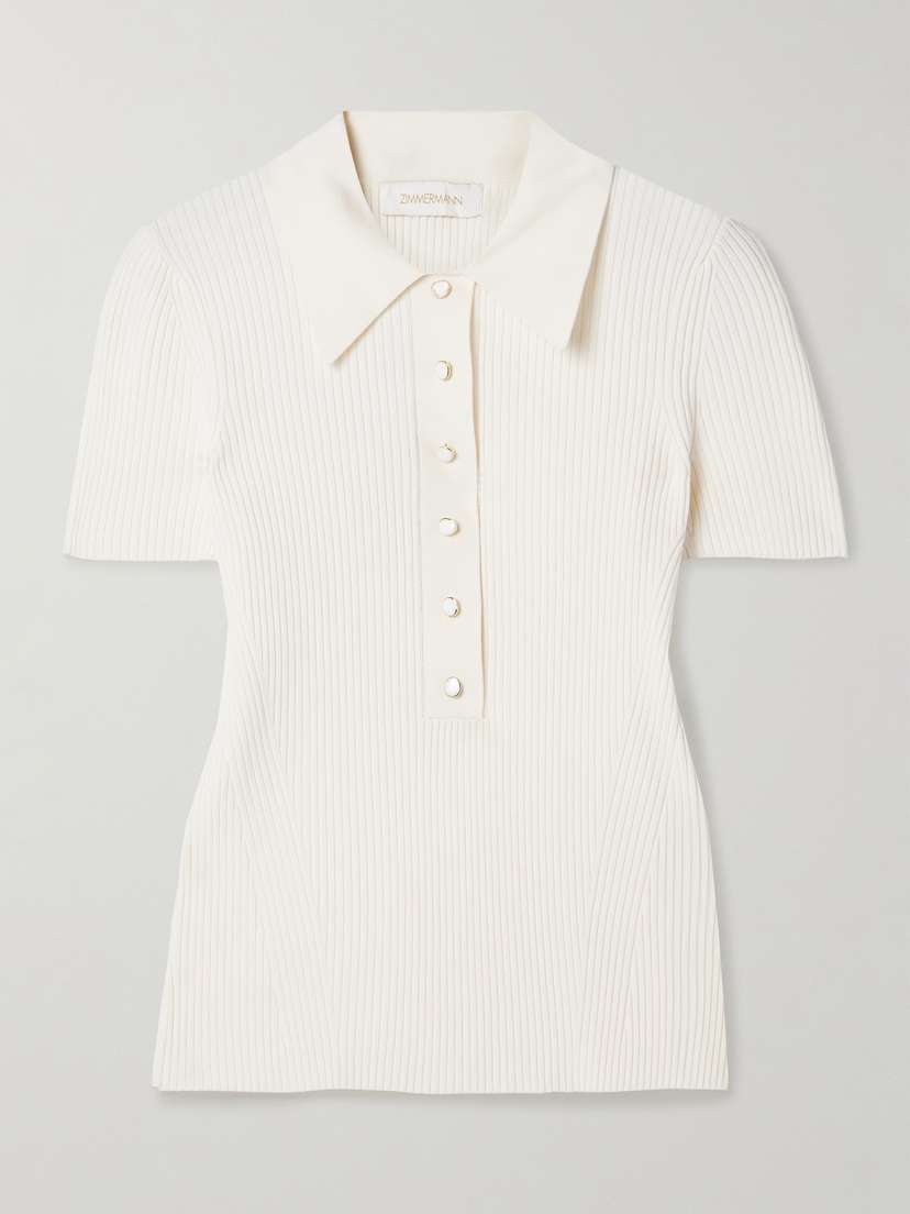 Zimmermann Ribbed-knit Polo Shirt
