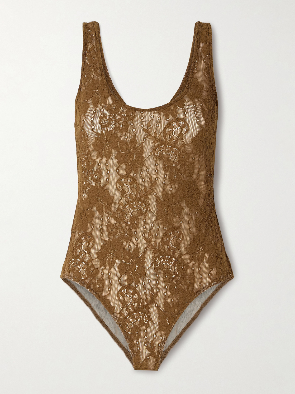 Zimmermann Stretch-corded Lace Bodysuit In Brown