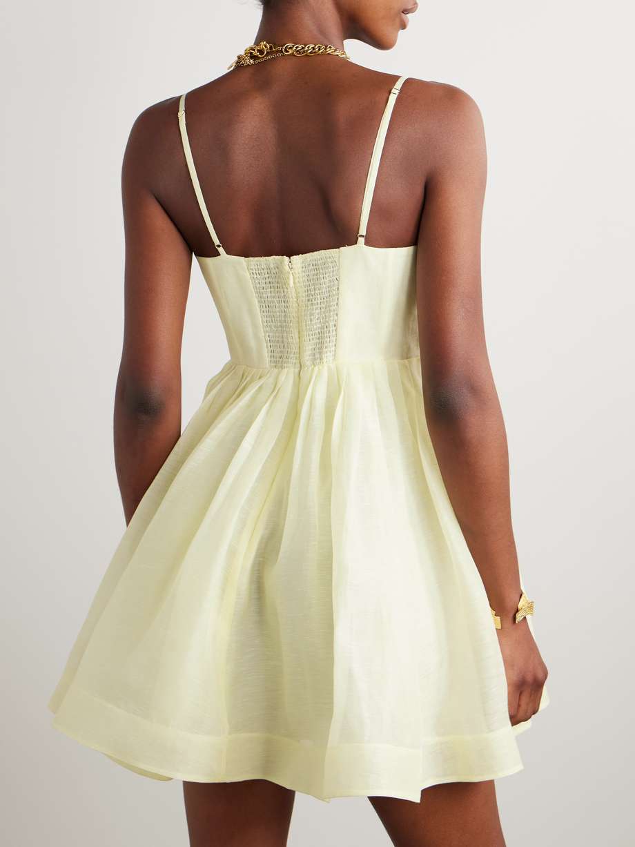 illuminate pleated linen and silk-blend mini dress