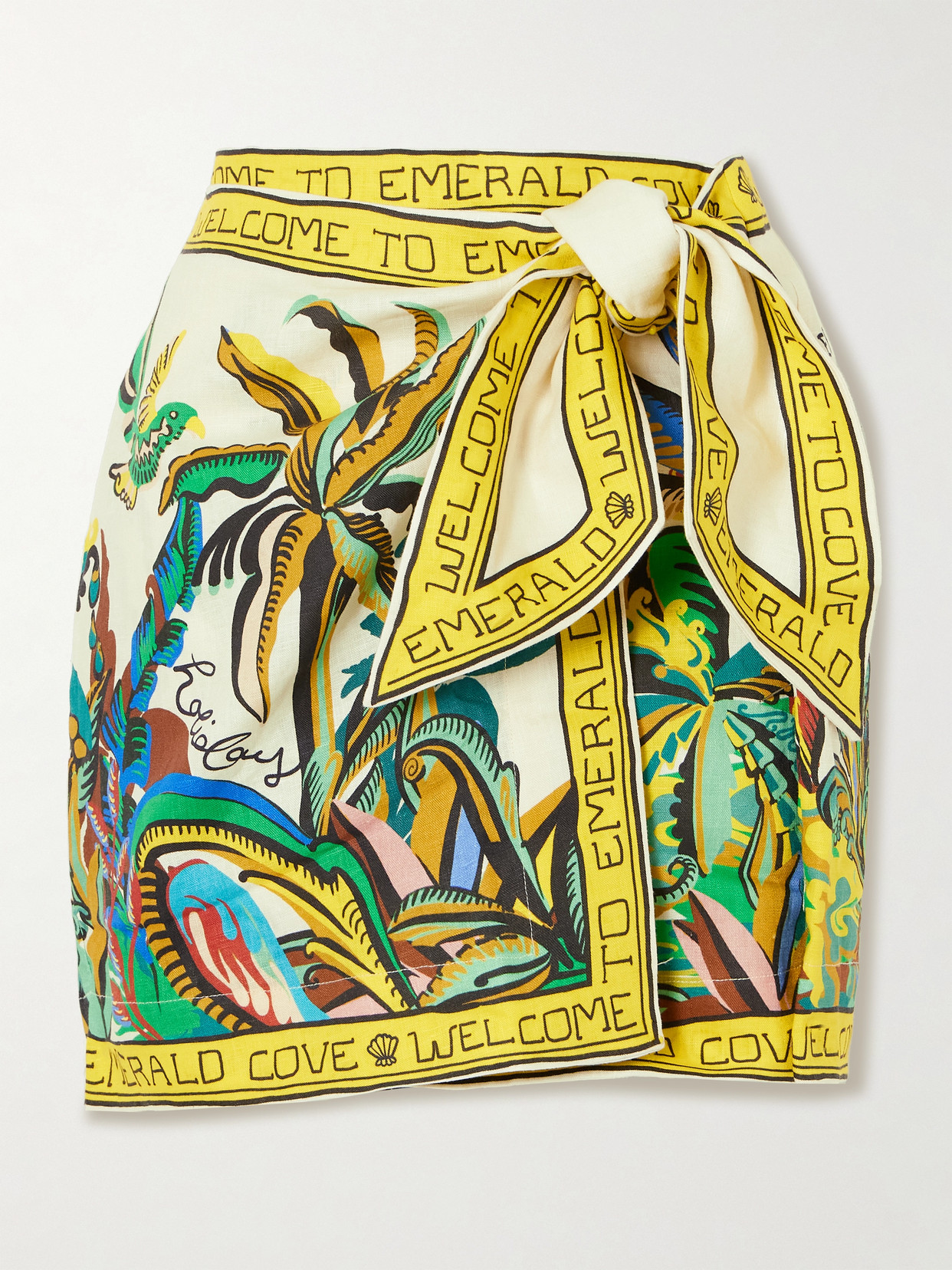 Alemais Day Dream Linen Sarong Mini Skirt In Multi