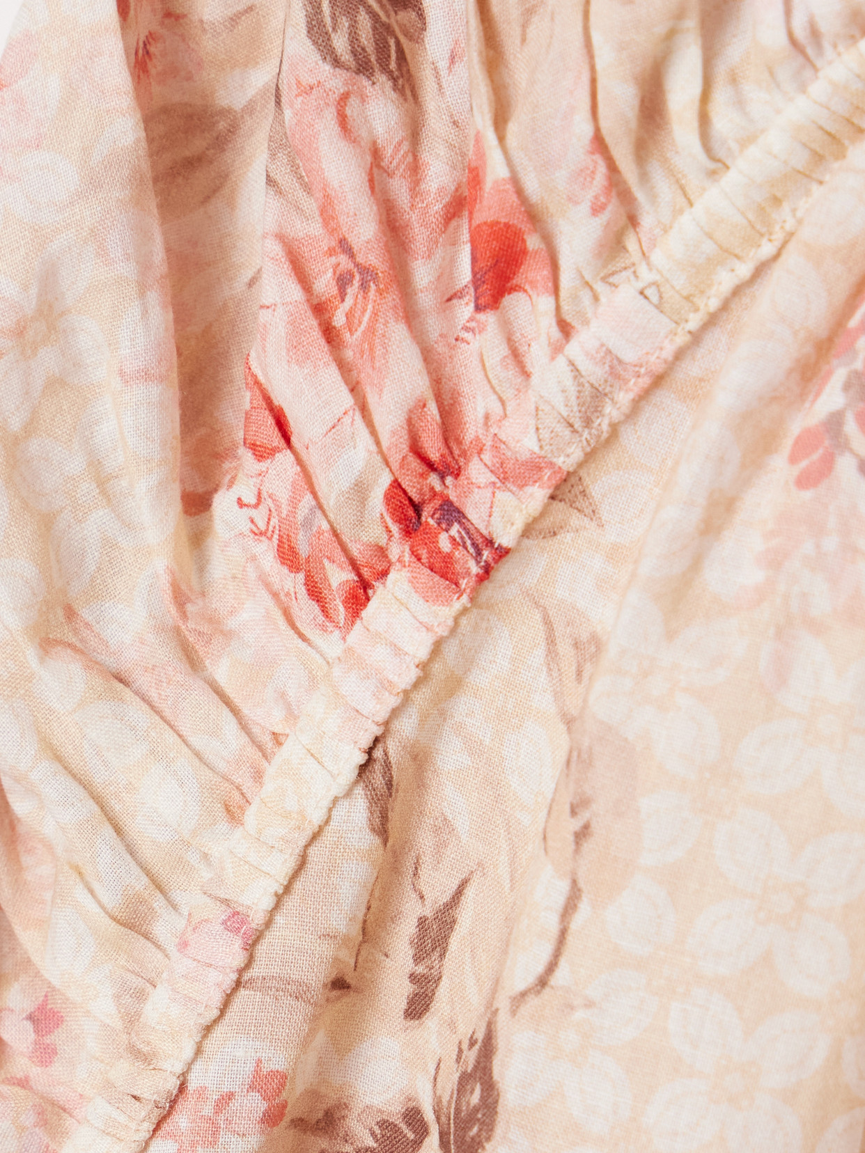 Shop Zimmermann Illuminate Gathered Printed Ramie Blouse In Neutrals