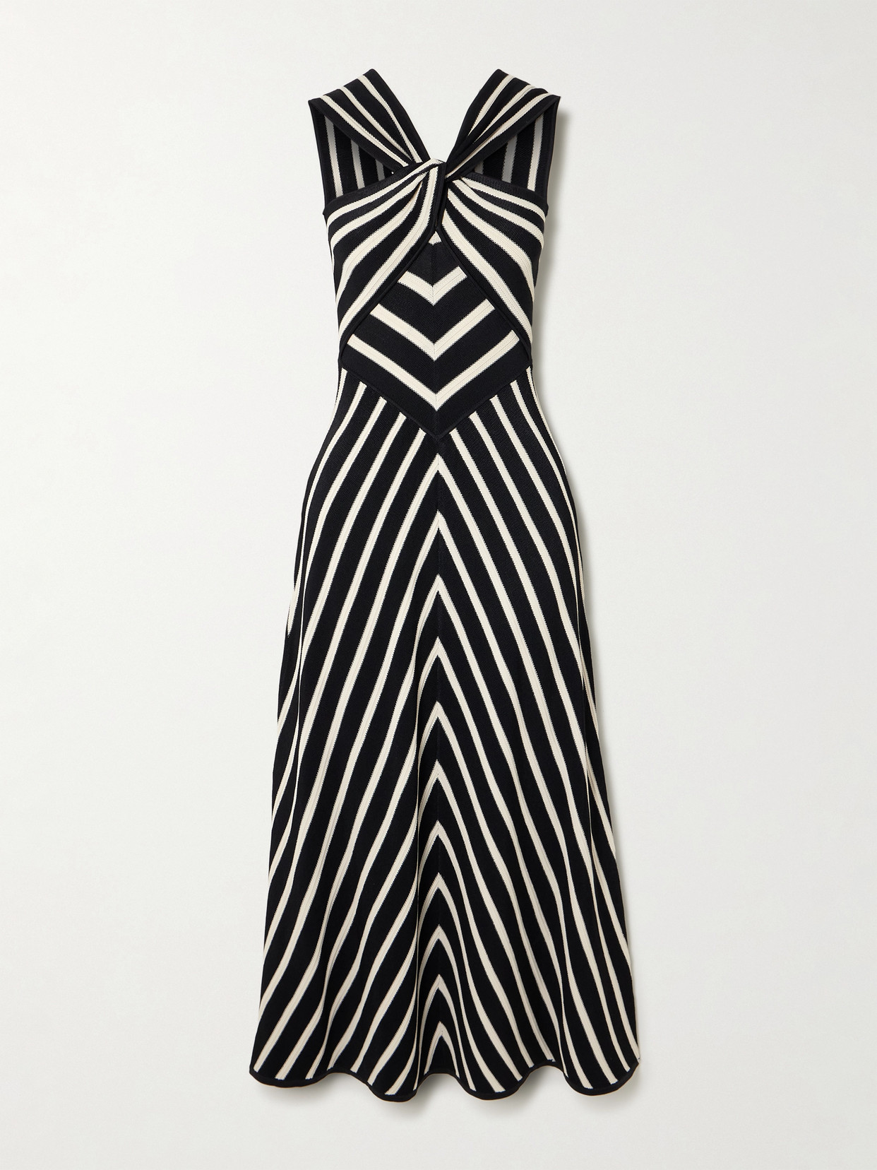 ZIMMERMANN ILLUMINATE STRIPED KNITTED MIDI DRESS