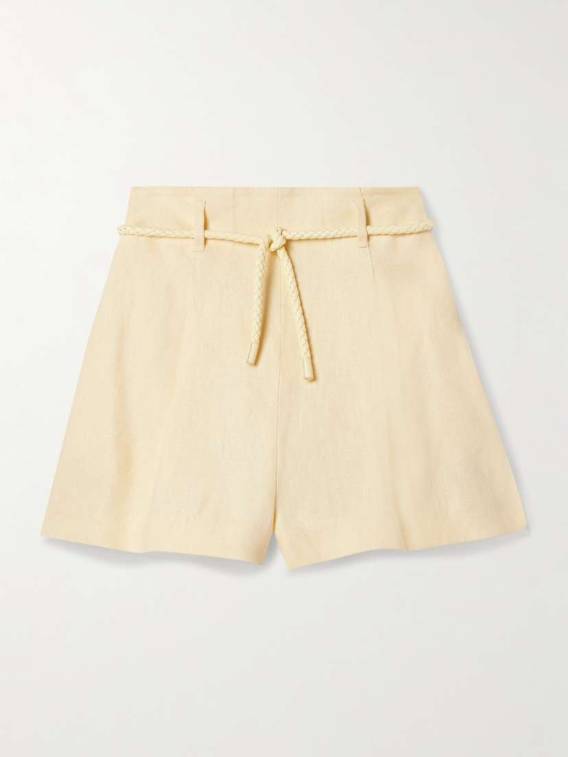 Zimmermann Illuminate Belted Pleated Linen Shorts