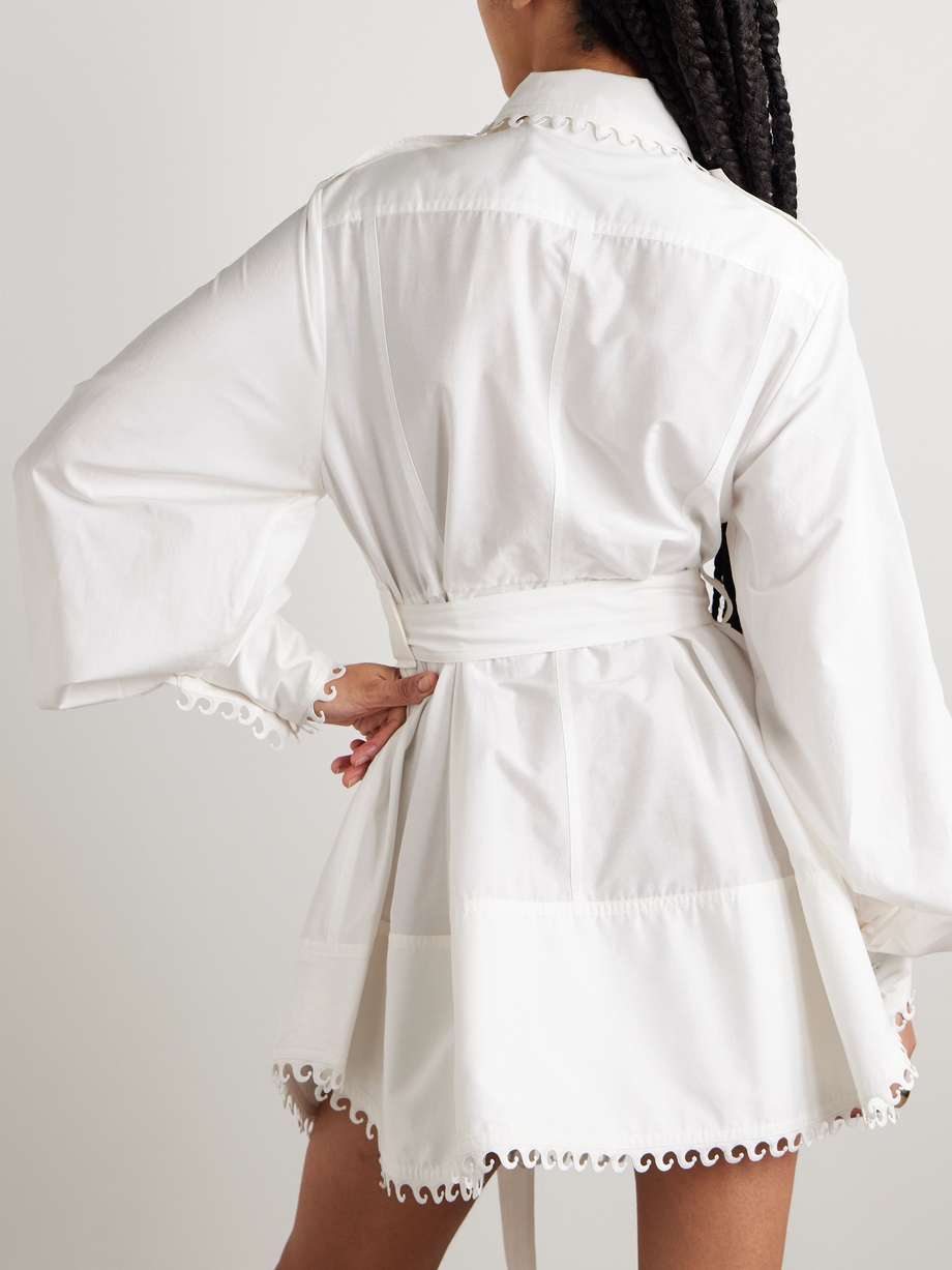 belted cotton and silk-blend mini shirt dress