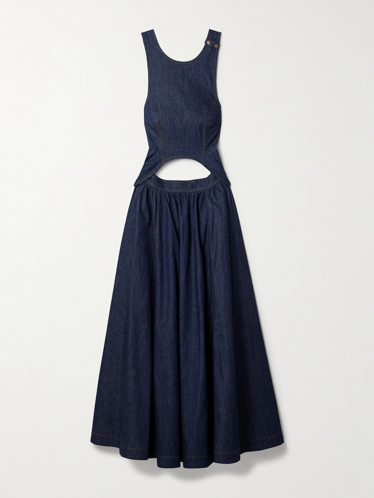 Zimmermann Illuminate Cutout Denim Midi Dress In Blue