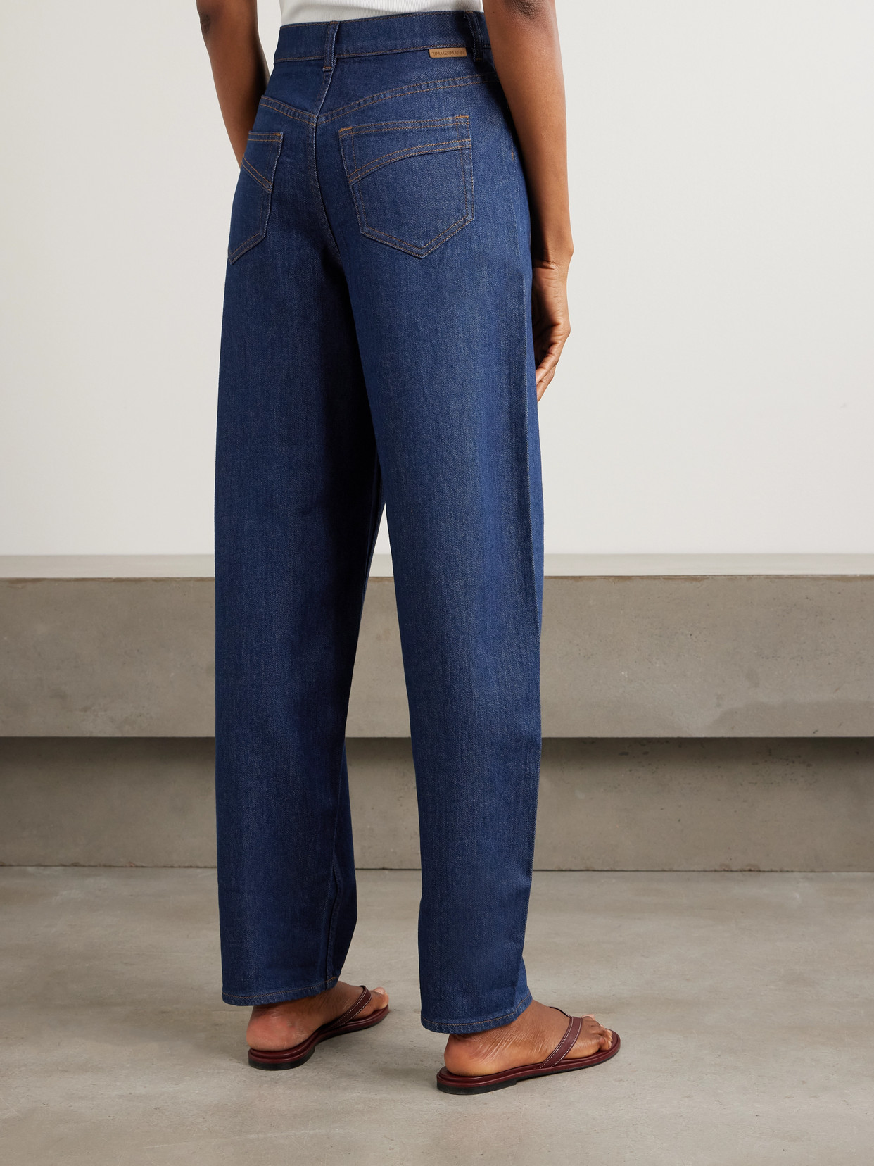 Illuminate Belted High-Rise Barrel-Leg Jeans
