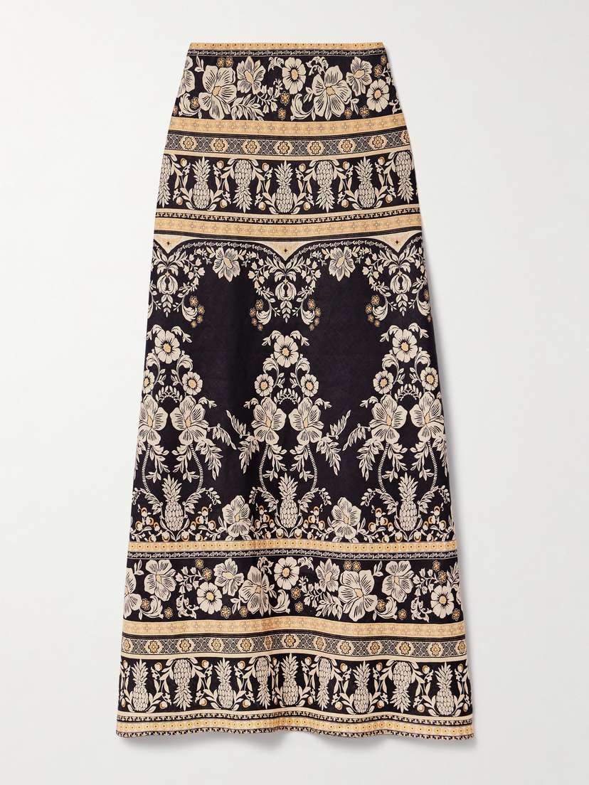 Zimmermann Balance Printed Linen Maxi Skirt