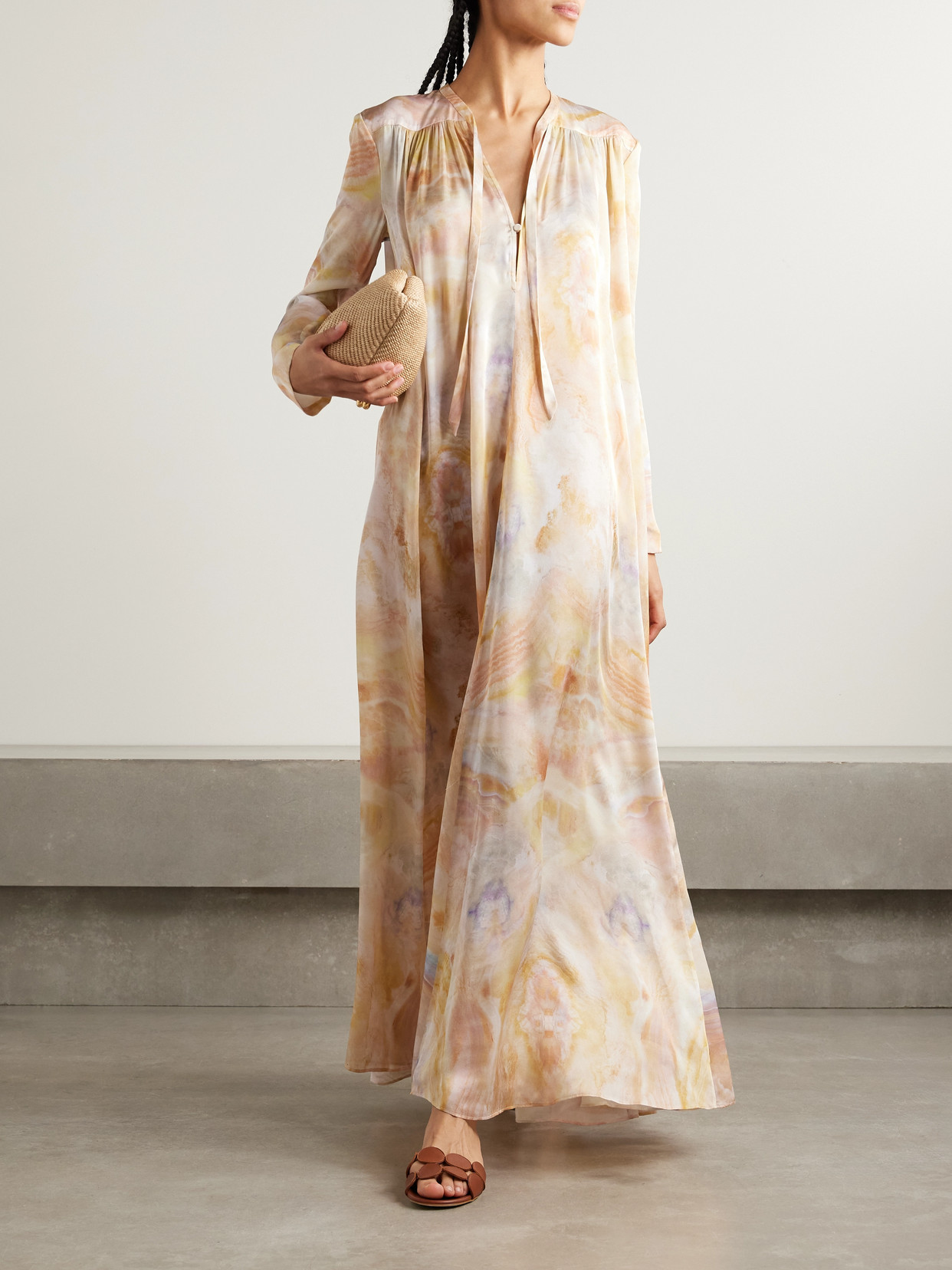Shop Zimmermann Balance Printed Silk Crepe De Chine Maxi Dress In Multi