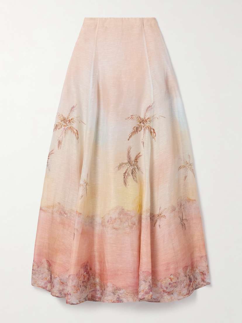 Zimmermann Illuminate Linen And Silk-blend Maxi Skirt