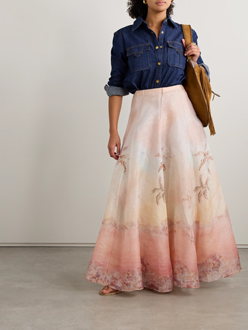 Zimmermann Illuminate linen and silk-blend maxi skirt