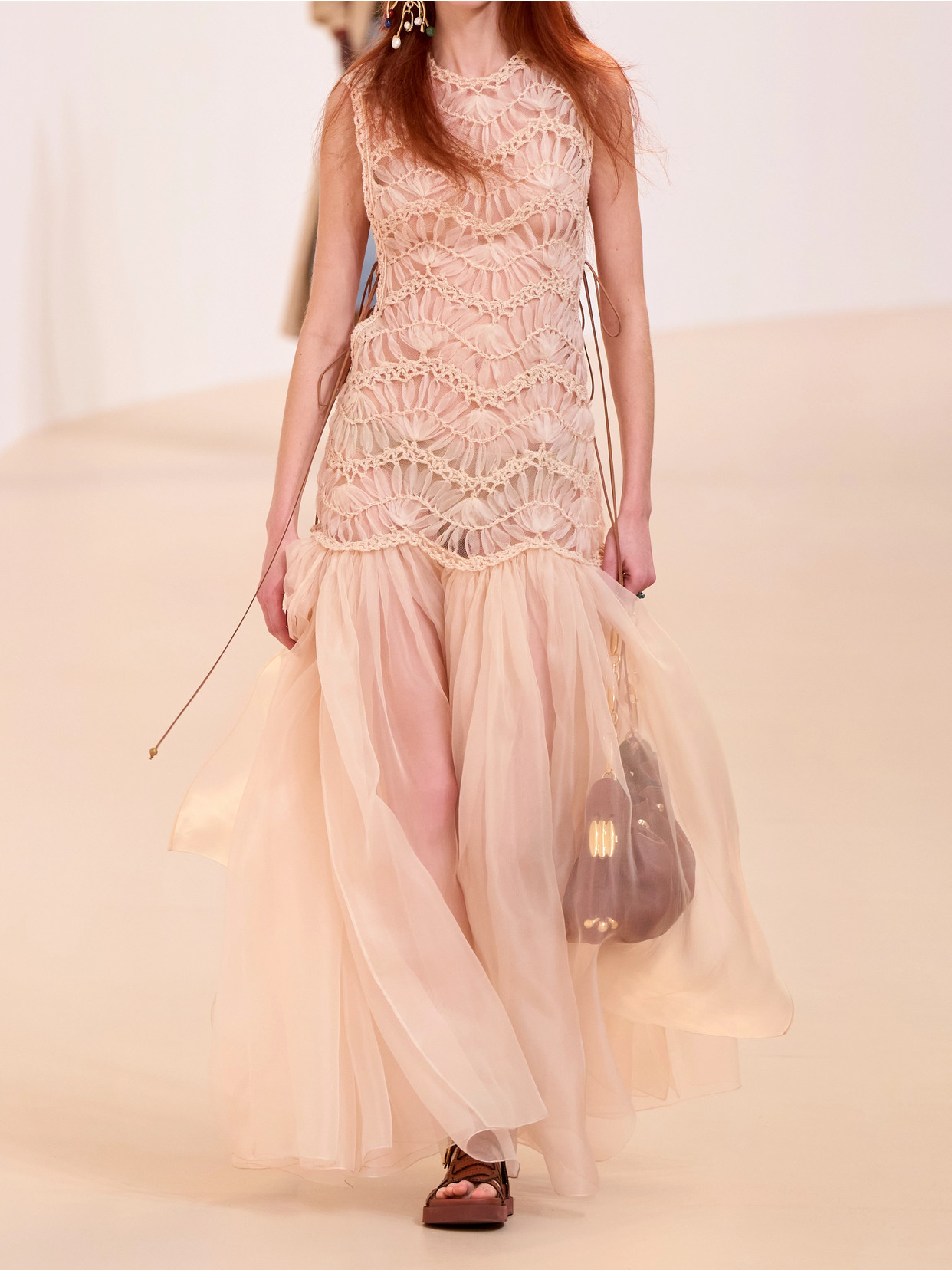Shop Zimmermann Illuminate Macramé And Tulle-trimmed Gathered Silk-organza Gown In Orange