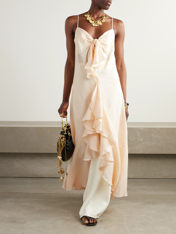 Johanna Ortiz Zambra tie-detailed ruffled organic linen blouse