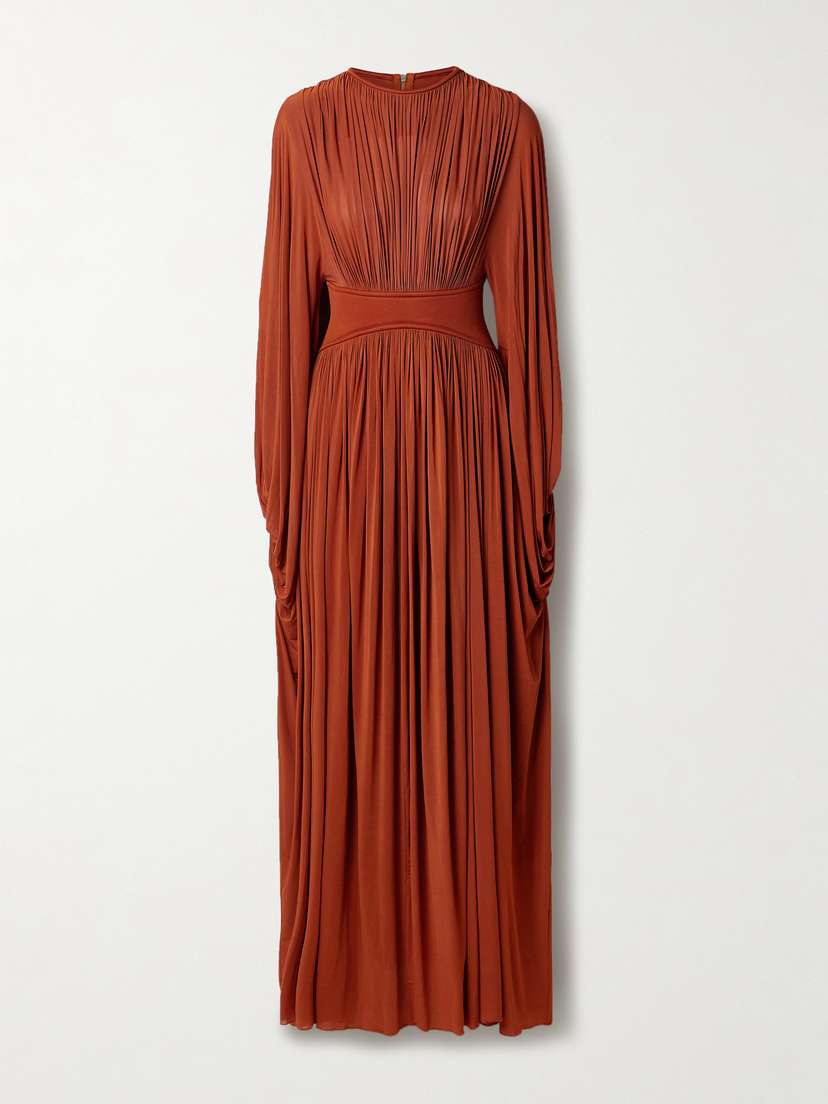 Zimmermann Illuminate Draped Pleated Stretch-jersey And Scuba Maxi Dress