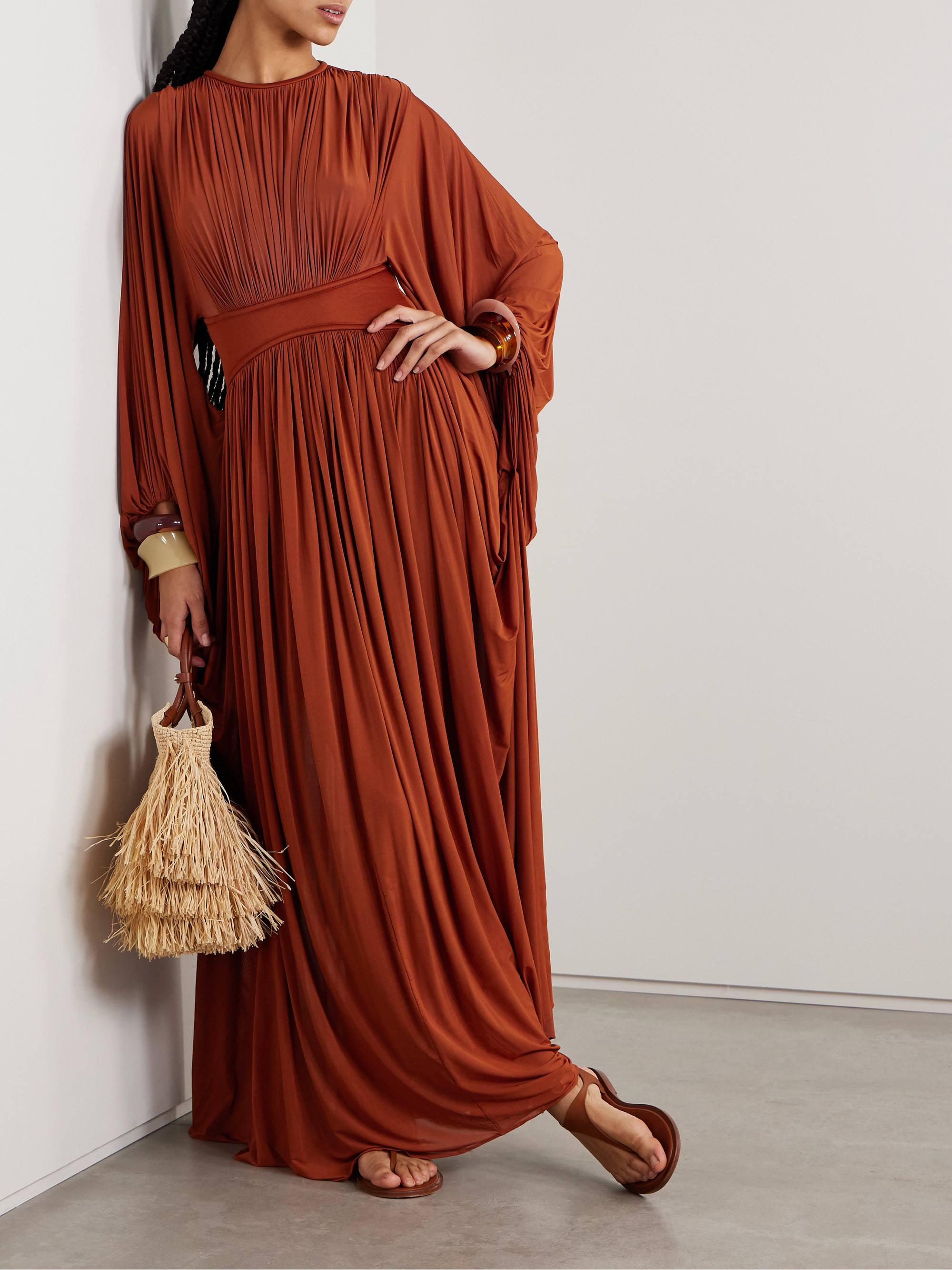 Zimmermann - Illuminate draped pleated stretch-jersey and scuba maxi dress  | Plush