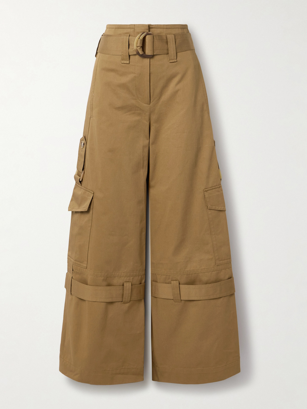 Zimmermann Illuminate Belted Cotton-twill Wide-leg Cargo Pants In Neutrals