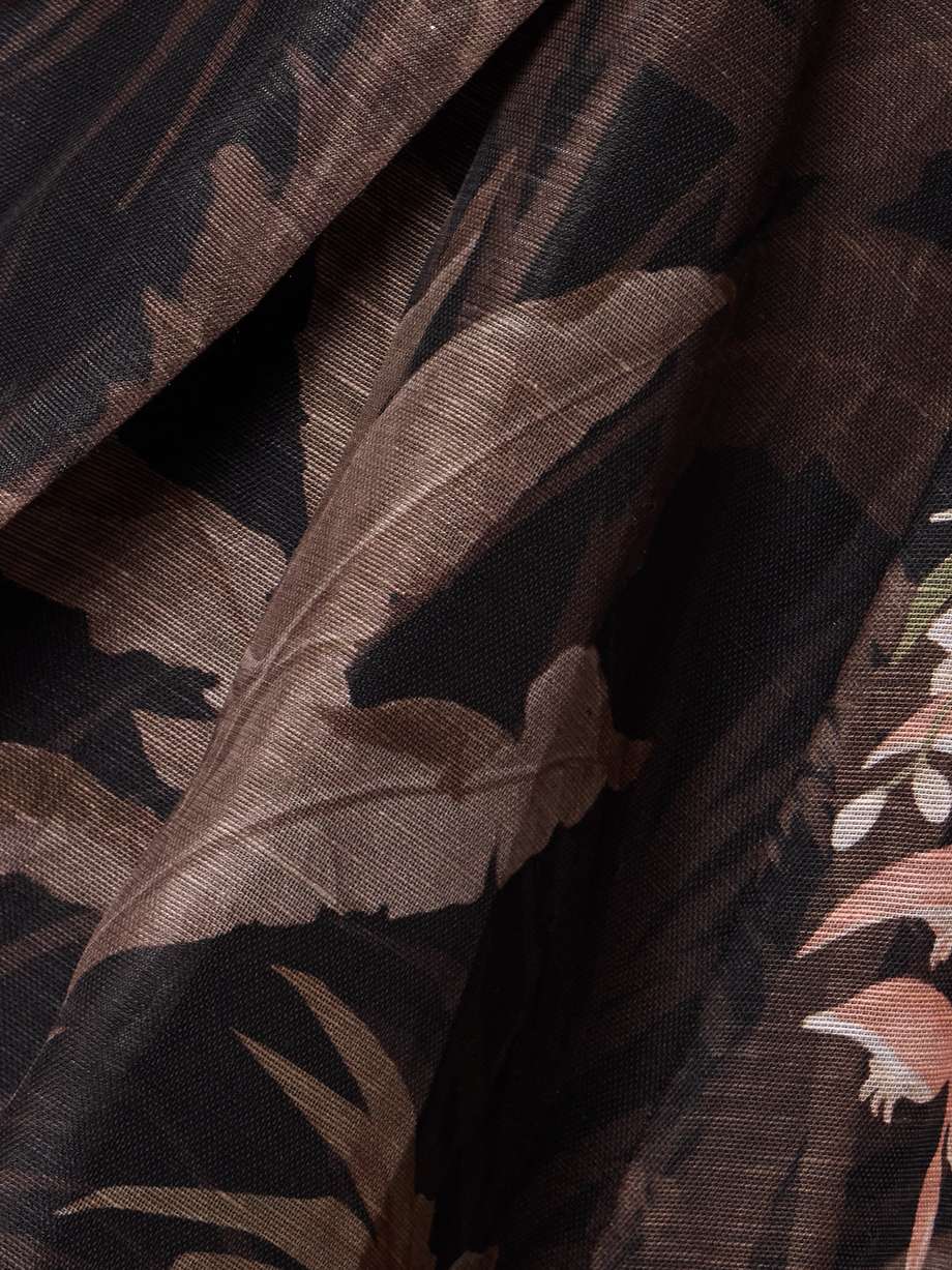 illuminate strapless floral-print linen and silk-blend midi dress