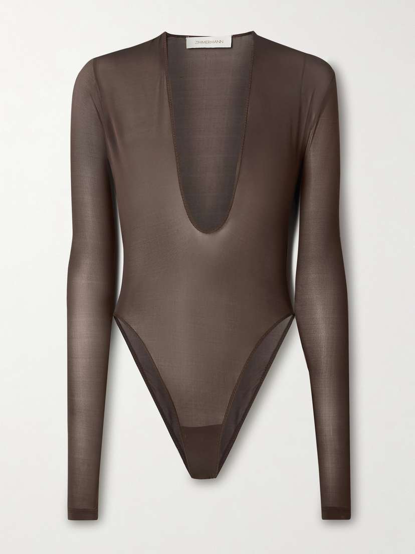 Zimmermann Dawning Stretch-mesh Bodysuit