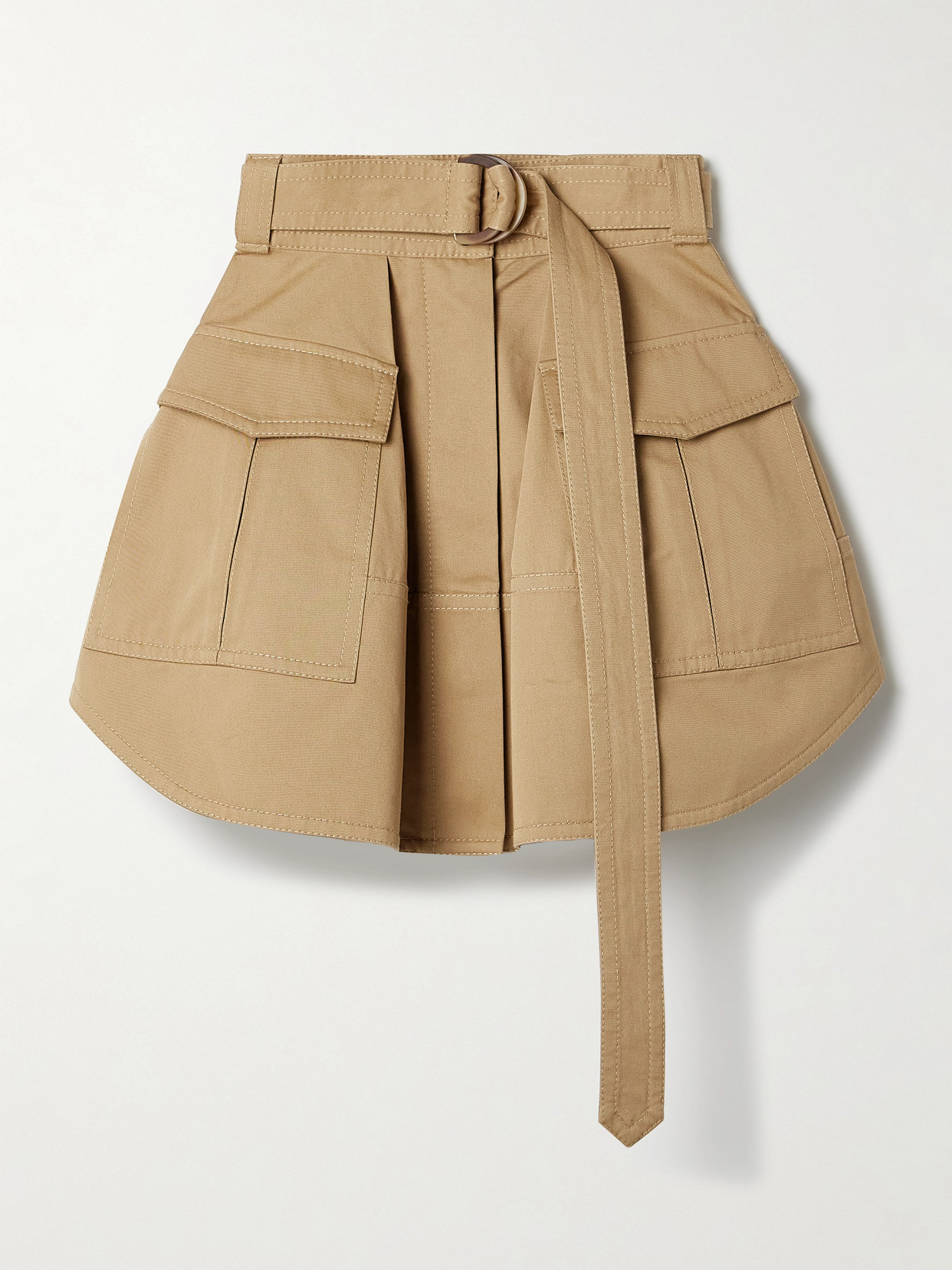 Zimmermann High-waisted A-line Skirt Belted Waist In Neutrals