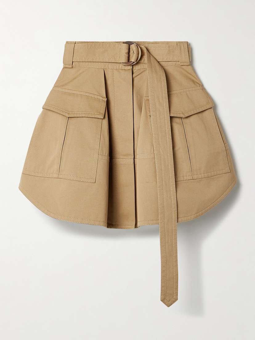 Zimmermann Illuminate Cargo Belted Cotton-twill Mini Skirt