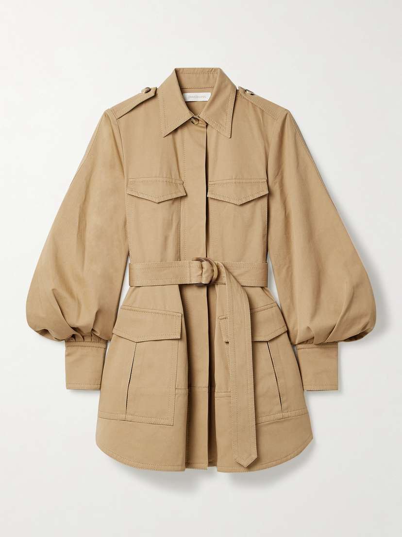 Zimmermann Illuminate Belted Cotton-twill Mini Dress