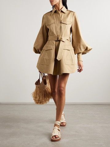 Zimmermann Illuminate belted cotton-twill mini dress