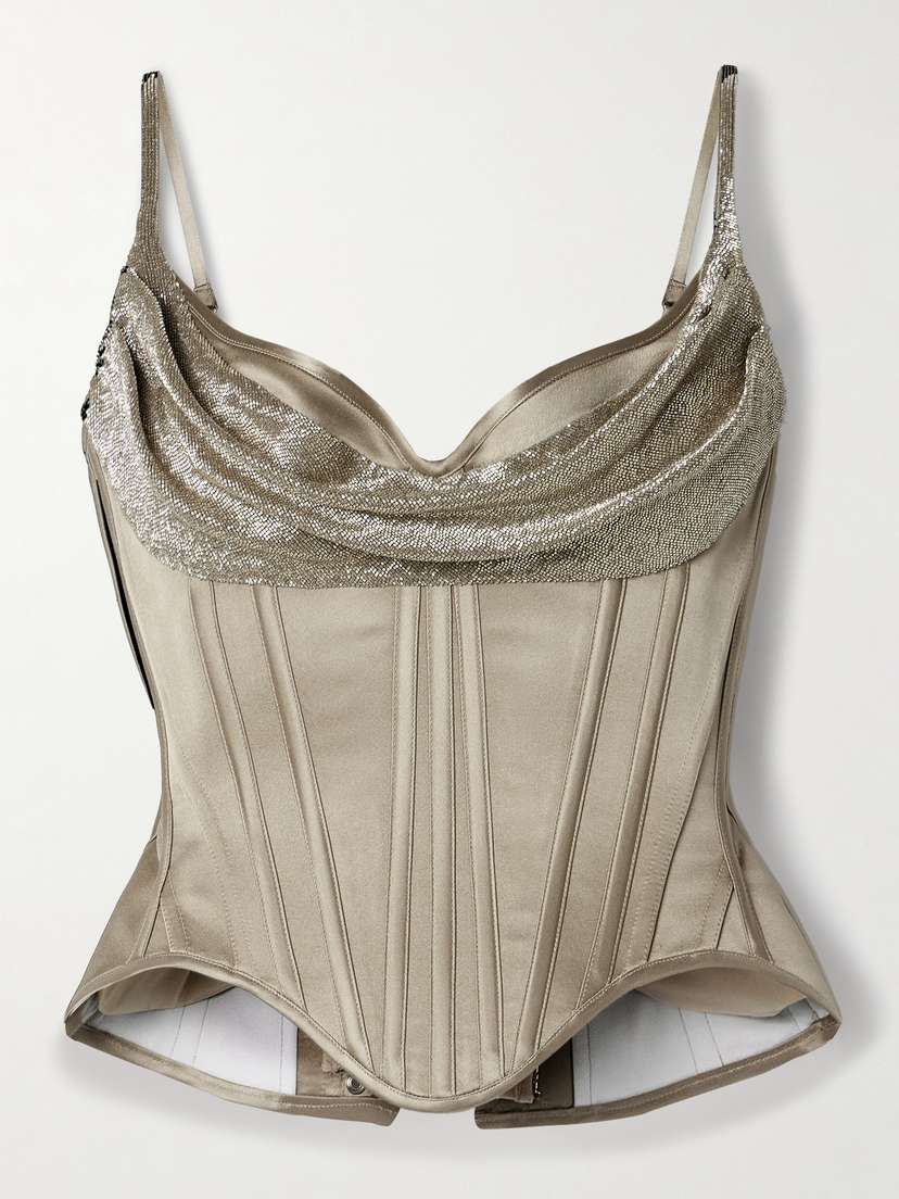 Wiederhoeft Salon Bead-embellished Silk-satin Bustier Top