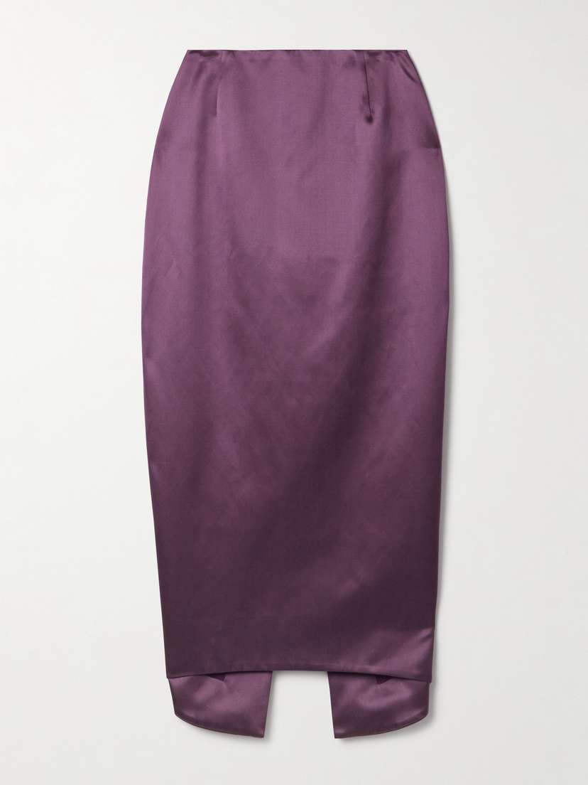 Wiederhoeft Wasp Cotton And Silk-blend Duchesse-satin Midi Skirt