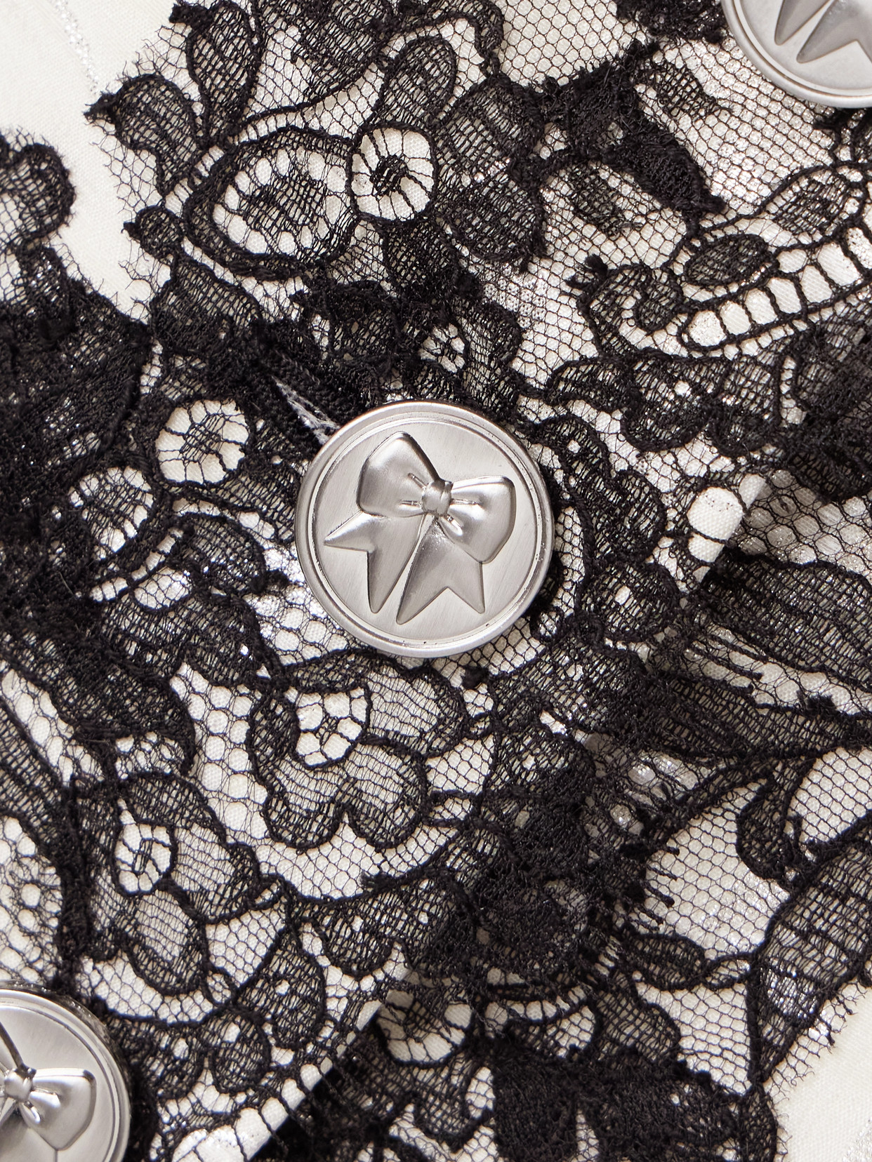 Wiederhoeft Cotton-blend Chantilly Lace-trimmed Metallic Jacquard Jacket In Ivory