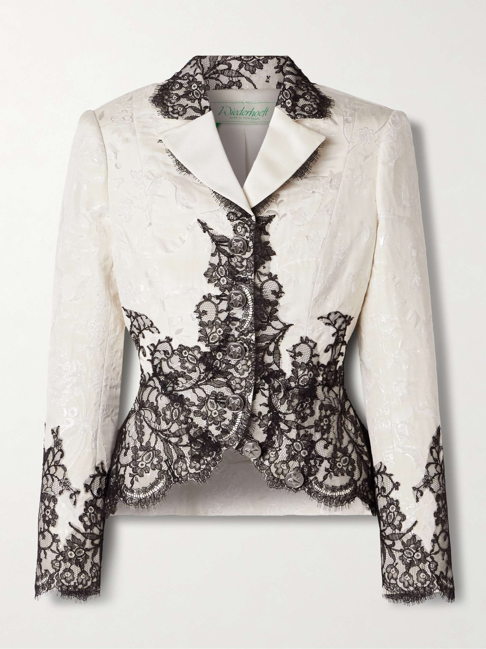 WIEDERHOEFT Cotton-blend Chantilly lace-trimmed metallic