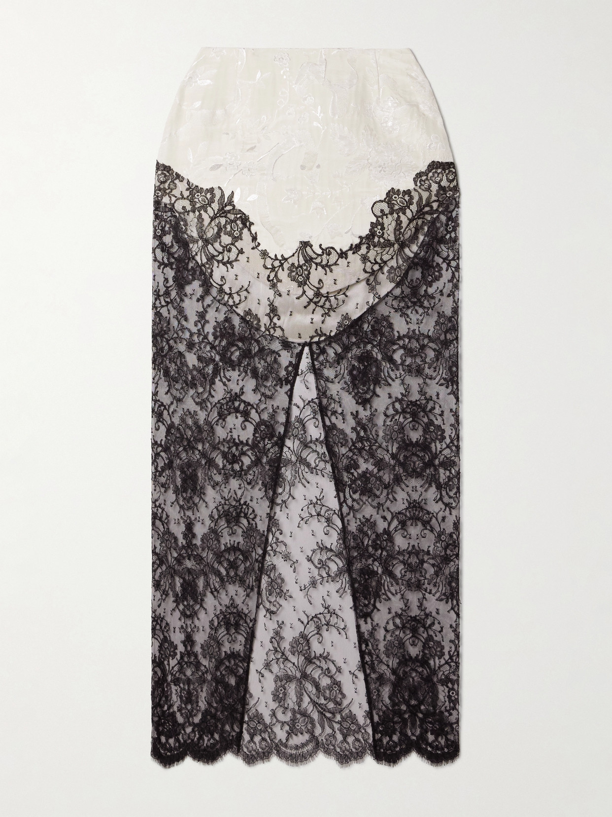 Wiederhoeft Cotton-blend Chantilly Lace And Metallic Jacquard Maxi Skirt In Ivory